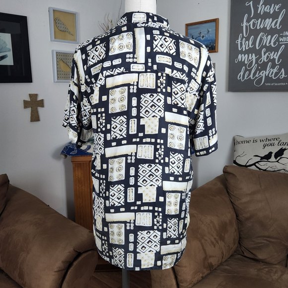 Scandia Woods Silk Geometric Abstract Men's Shirt Size Small - Picture 2 of 5
